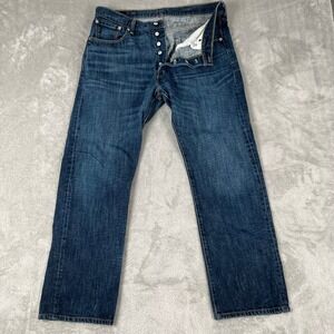 Levi Strauss 501 Mens Dark Wash Button Fly Straight Leg Jeans W38 L32